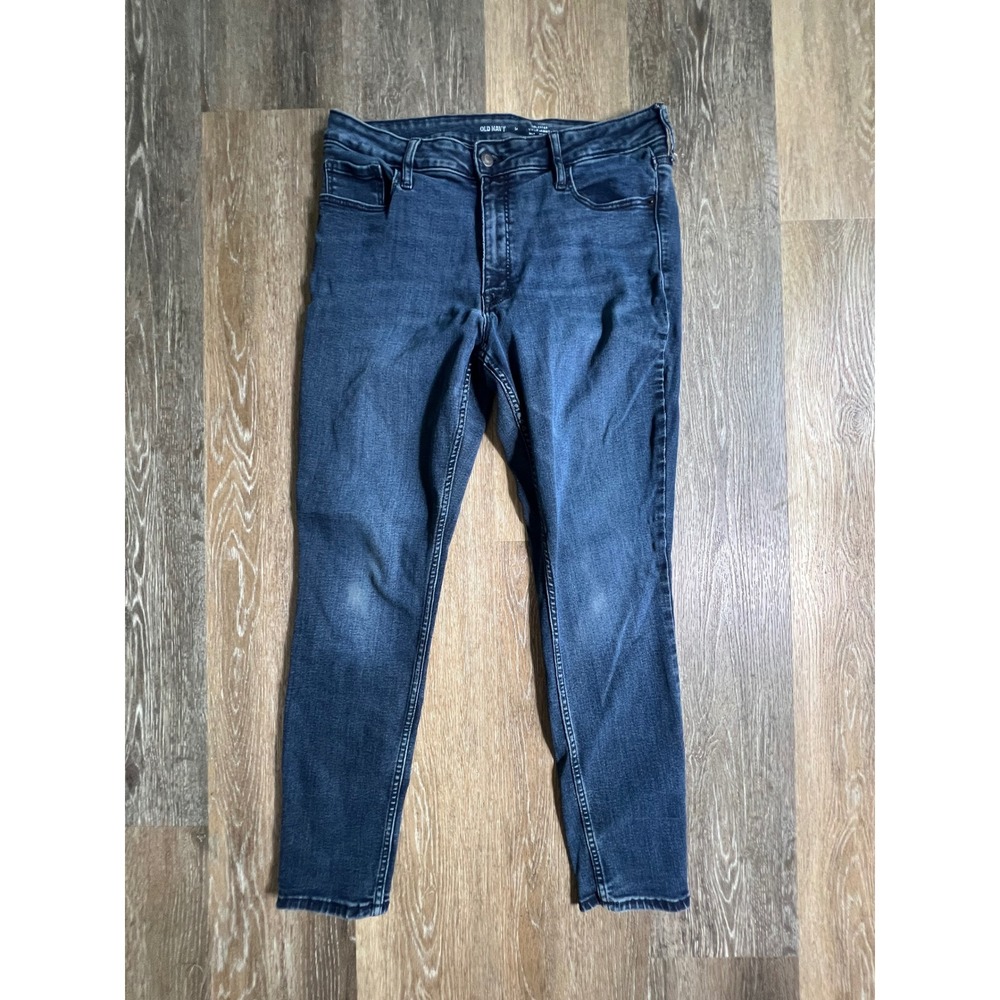 Old Navy Rockstar Super Skinny Jeans Womens 14 Blue Dark Wash Mid Rise Stretch